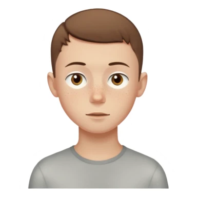 a skinny pale boy with very short buzzcut brown hair and a bit of freckles sticker