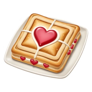 Toaster strudel pastry with hearts sticker