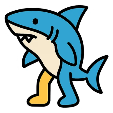 shark with legs colored icon sticker