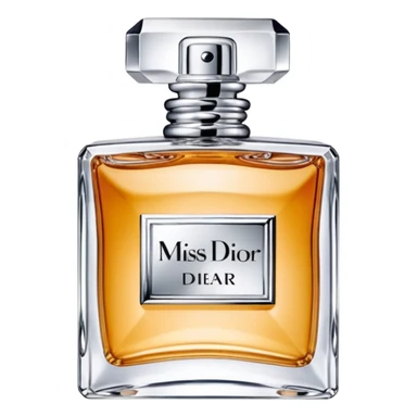 Miss Dior perfume bottle, square shape, silver cap sticker