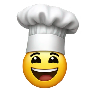 Generate an emoji face, with a chef's hat. Very friendly and happy. sticker