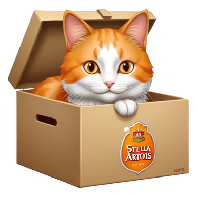 Cat inside a box of Stella Artois sticker