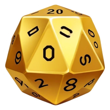 gold d20 with no symbols sticker