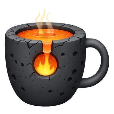 a cup with a single round lava stone with glowing cracks for perfuming the ambient sticker