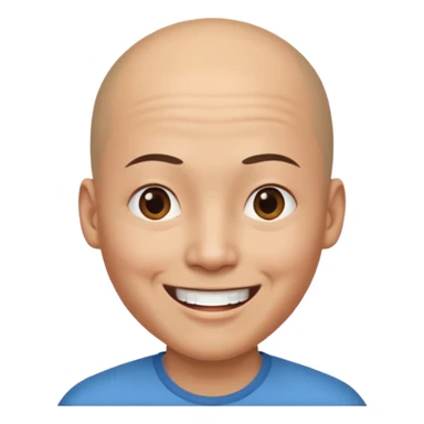 chineese man with a bald head and ponytail coming out in the middle sticker