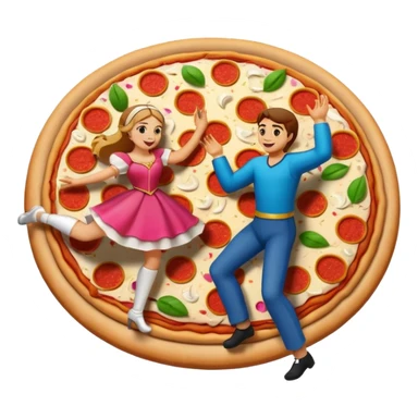 romeo et juliette qui dansent sur une pizza sticker