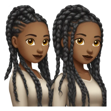 black woman with black down braids and top sticker