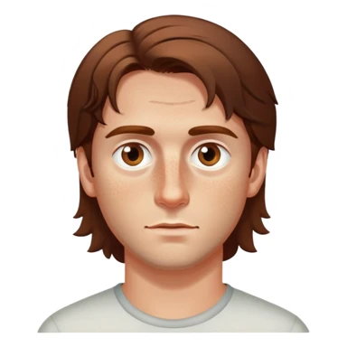 Polish man with medium length brown hair and freckles around his left eye sticker