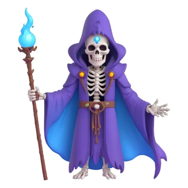sinister skeletal lich mage with skull staff and dark magical aura sticker