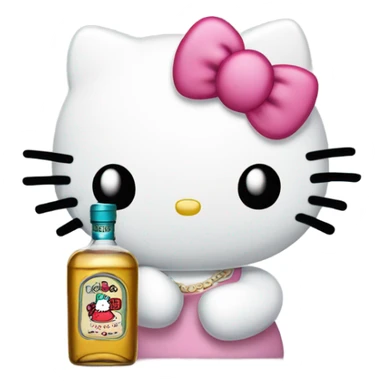 Hello kitty Crying sad tears depressed with tequila hello kitty sticker