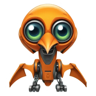 orange pterodactyl robot mechanical with one eye sticker