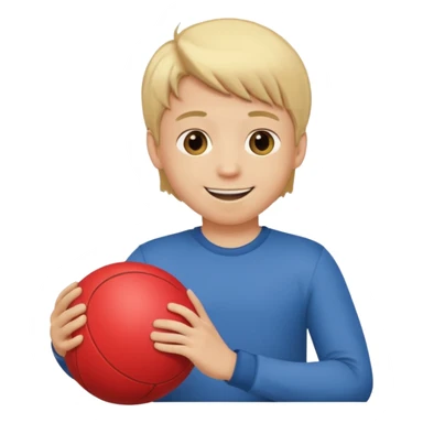 a son with blond hair playing a ball  sticker