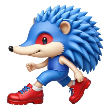 Blue hedgehog wearing red shoes sticker