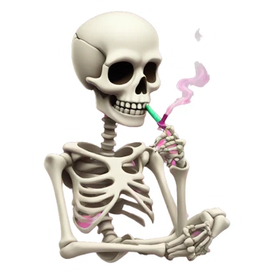 Cute skeleton smoking pink colored hookah  sticker