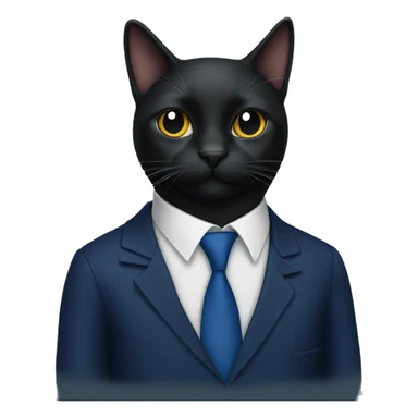 black cat in a dark blue tie sticker