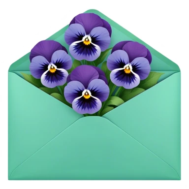 aesthetic blue colour pansies placed in green  a aesthetic envelope  sticker
