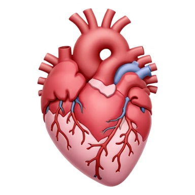anatomical heart, pastel light pink, iOS emoji style, variation 1 sticker