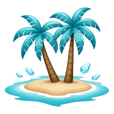 Minimalist sun and palm tree outline icon, thin contour, monoline vector, premium tropical travel emoji, aqua teal and ice blue, transparent background, 512x512 sticker