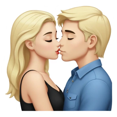white man with blonde hair kissing girl with black hair sticker