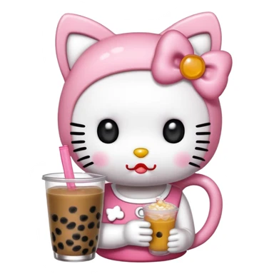 Hello kitty drinking boba  sticker