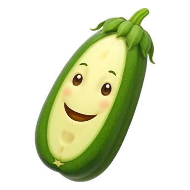 zucchini made out of pickle with a face sticker