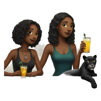 girls enjoying drinks at bar with a panther sticker