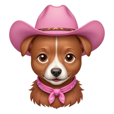 A pincher dog wearing a pink cowboy hat sticker