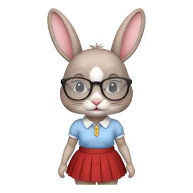 rabbit with glasses and sgirt sticker