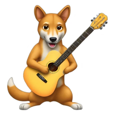 A dingo playing a guitar sticker