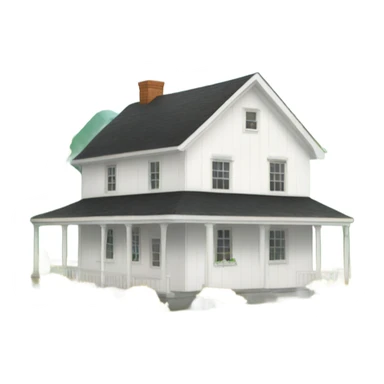 Farmhouse with a white picket fence sticker