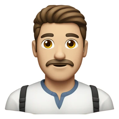 Guy brown hair, fade hair, white mustache, thick eyebrows  sticker