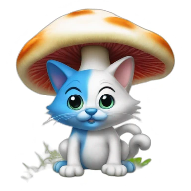 Smurfs cat mushrooms sticker