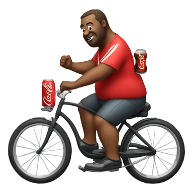 Fat man riding a bike with a Coke sticker