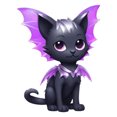 Shiny Cool Punk Black beautiful fantasy Kawaii Ethereal Sona Fakemon-cat-animal with edgy bat-wings-ears Full Body sticker