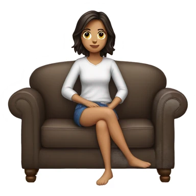Brünette Girl sitting on the Couch  sticker