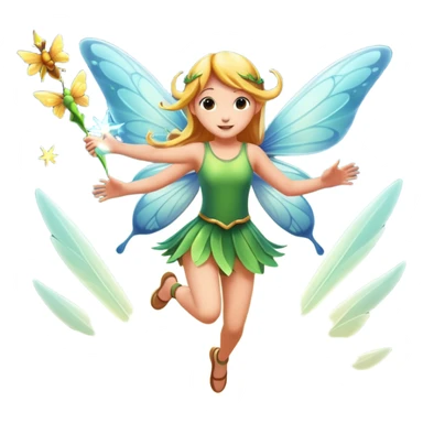 fairy character jumping with moth wing flare sticker