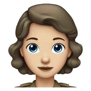 Wwii girl brown hair blue eyes sticker