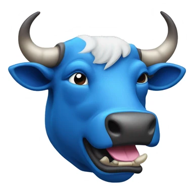 Blue bull head with sticking out tongue sticker