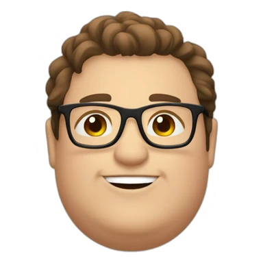 Chubby man with brown hair wearing black glasses smiling and loving me sticker