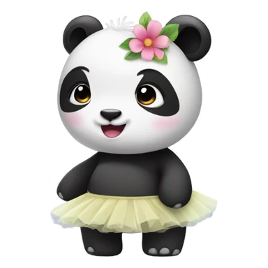 Cute female Panda wearing a tutu and a flower above 1 ear  sticker