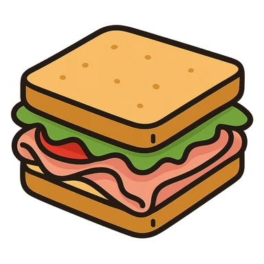 flat toon style ham sandwich sticker