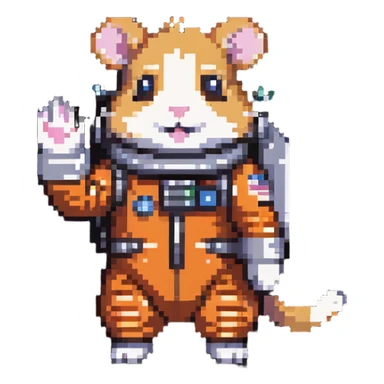 space hamster in a spacesuit waving his hand sticker