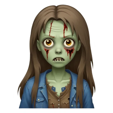 a zombie woman with straight brown long hair sticker