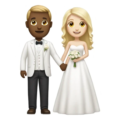 Blonde women and brown haired man with white skin getting married   sticker