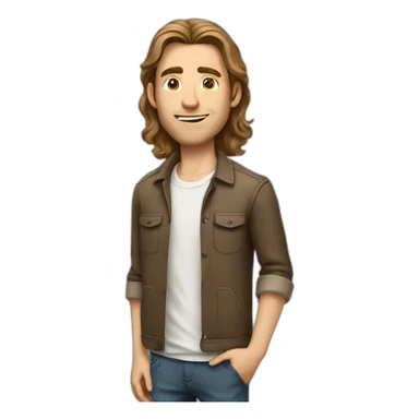 tall skinny white guy with shoulder length brown hair sticker