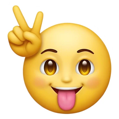 sticking tongue out with peace sign yellow emoji face sticker
