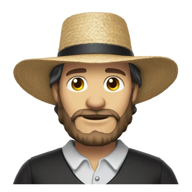 white skin amish man straw hat no mustache sticker