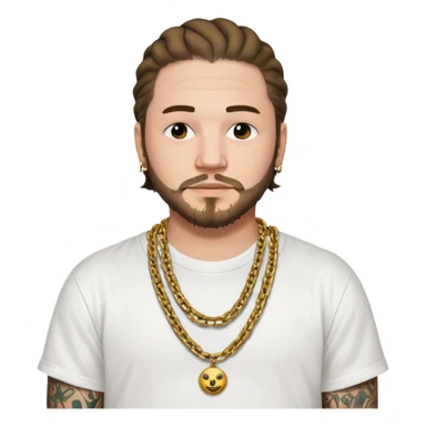 post malone with gold chain necklace, having tattooed sticker