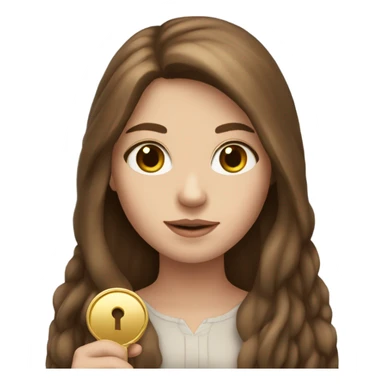 White Girl with brown long hair with gold key in hand sticker