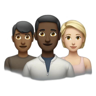 (six dark-skinned men) stand behind a pale woman sticker